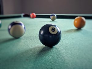 billiard ball on billiard table